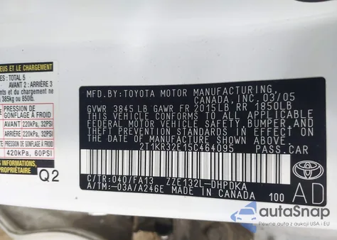 2005 Toyota Matrix из США, поврежденный, VIN 2T1KR32E15C464095